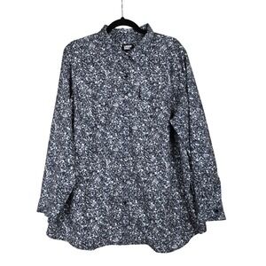 Lands‎ End Womens 1X Floral Button Down Commuter Shirt Long Sleeve Outdoors
